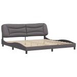 vidaXL Cadru de pat cu tăblie, gri, 200x200 cm, piele ecologică vidaXL Cadru de pat cu tăblie, gri, 200x200 cm, piele ecologică