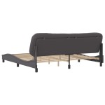 vidaXL Cadru de pat cu tăblie, gri, 200x200 cm, piele ecologică vidaXL Cadru de pat cu tăblie, gri, 200x200 cm, piele ecologică