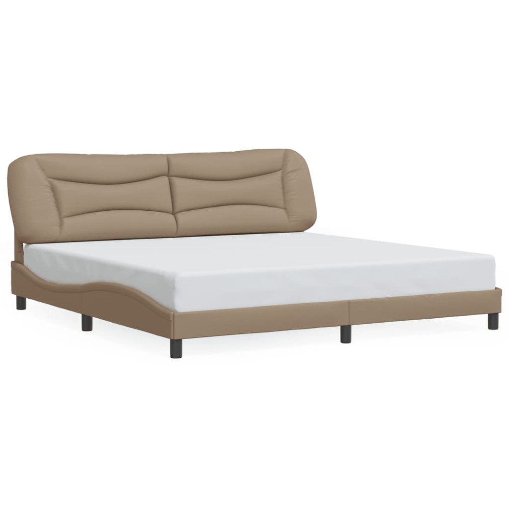 vidaXL Cadru de pat cu tăblie, cappuccino, 200x200 cm, piele ecologică