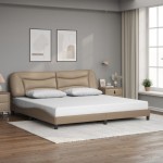 vidaXL Cadru de pat cu tăblie, cappuccino, 200x200 cm, piele ecologică vidaXL Cadru de pat cu tăblie, cappuccino, 200x200 cm, piele ecologică