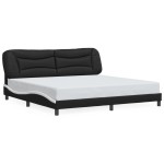 vidaXL Cadru de pat cu tăblie negru și alb 200x200cm piele artificială