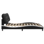 vidaXL Cadru de pat cu tăblie negru și alb 200x200cm piele artificială