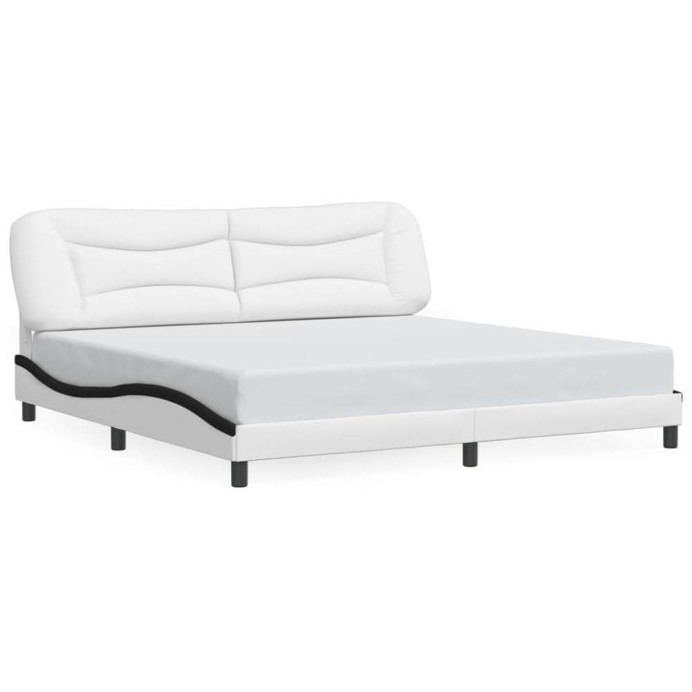 vidaXL Cadru de pat cu tăblie alb și negru 200x200cm piele artificială