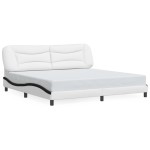 vidaXL Cadru de pat cu tăblie alb și negru 200x200cm piele artificială