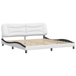 vidaXL Cadru de pat cu tăblie alb și negru 200x200cm piele artificială