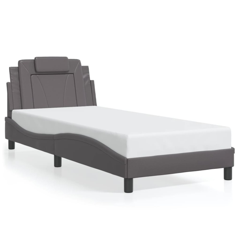 vidaXL Cadru de pat cu tăblie, gri, 80x200 cm, piele ecologică