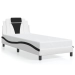 vidaXL Cadru de pat cu tăblie alb și negru, 80x200 cm, piele ecologică