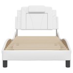 vidaXL Cadru de pat cu tăblie, alb, 90x190 cm, piele ecologică vidaXL Cadru de pat cu tăblie, alb, 90x190 cm, piele ecologică