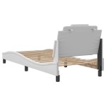 vidaXL Cadru de pat cu tăblie, alb, 90x190 cm, piele ecologică vidaXL Cadru de pat cu tăblie, alb, 90x190 cm, piele ecologică