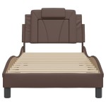 vidaXL Cadru de pat cu tăblie, maro, 90x190 cm, piele ecologică
