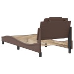 vidaXL Cadru de pat cu tăblie, maro, 90x190 cm, piele ecologică