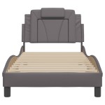 vidaXL Cadru de pat cu tăblie, gri, 90x190 cm, piele ecologică vidaXL Cadru de pat cu tăblie, gri, 90x190 cm, piele ecologică