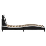 vidaXL Cadru de pat cu tăblie negru și alb 90x190 cm piele artificială