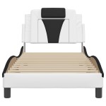 vidaXL Cadru de pat cu tăblie alb și negru 90x190 cm piele artificială
