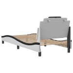 vidaXL Cadru de pat cu tăblie alb și negru 90x190 cm piele artificială