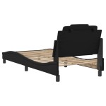 vidaXL Cadru de pat cu tăblie, negru, 90x200 cm, piele ecologică vidaXL Cadru de pat cu tăblie, negru, 90x200 cm, piele ecologică