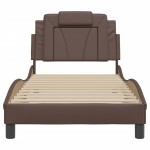 vidaXL Cadru de pat cu tăblie, maro, 90x200 cm, piele ecologică vidaXL Cadru de pat cu tăblie, maro, 90x200 cm, piele ecologică