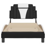 vidaXL Cadru de pat cu tăblie, negru și alb, 90x200 cm piele ecologică