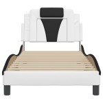 vidaXL Cadru de pat cu tăblie, alb și negru, 90x200 cm piele ecologică vidaXL Cadru de pat cu tăblie, alb și negru, 90x200 cm piele ecologică