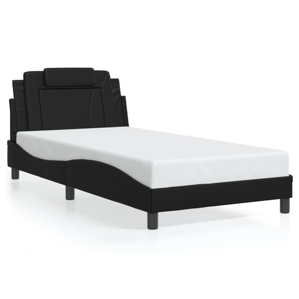 vidaXL Cadru de pat cu tăblie, negru, 100x200 cm, piele ecologică