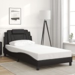vidaXL Cadru de pat cu tăblie, negru, 100x200 cm, piele ecologică vidaXL Cadru de pat cu tăblie, negru, 100x200 cm, piele ecologică