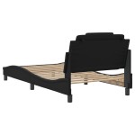 vidaXL Cadru de pat cu tăblie, negru, 100x200 cm, piele ecologică vidaXL Cadru de pat cu tăblie, negru, 100x200 cm, piele ecologică