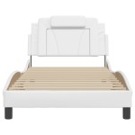 vidaXL Cadru de pat cu tăblie, alb, 100x200 cm, piele ecologică vidaXL Cadru de pat cu tăblie, alb, 100x200 cm, piele ecologică