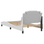 vidaXL Cadru de pat cu tăblie, alb, 100x200 cm, piele ecologică vidaXL Cadru de pat cu tăblie, alb, 100x200 cm, piele ecologică