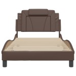 vidaXL Cadru de pat cu tăblie, maro, 100x200 cm, piele ecologică vidaXL Cadru de pat cu tăblie, maro, 100x200 cm, piele ecologică