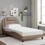 vidaXL Cadru de pat cu tăblie, cappuccino, 100x200 cm, piele ecologică vidaXL Cadru de pat cu tăblie, cappuccino, 100x200 cm, piele ecologică