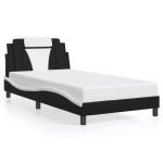 vidaXL Cadru de pat cu tăblie negru și alb 100x200cm piele artificială