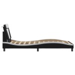vidaXL Cadru de pat cu tăblie negru și alb 100x200cm piele artificială