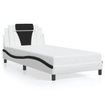 vidaXL Cadru de pat cu tăblie alb și negru 100x200cm piele artificială
