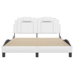 vidaXL Cadru de pat cu tăblie, alb, 120x200 cm, piele ecologică vidaXL Cadru de pat cu tăblie, alb, 120x200 cm, piele ecologică