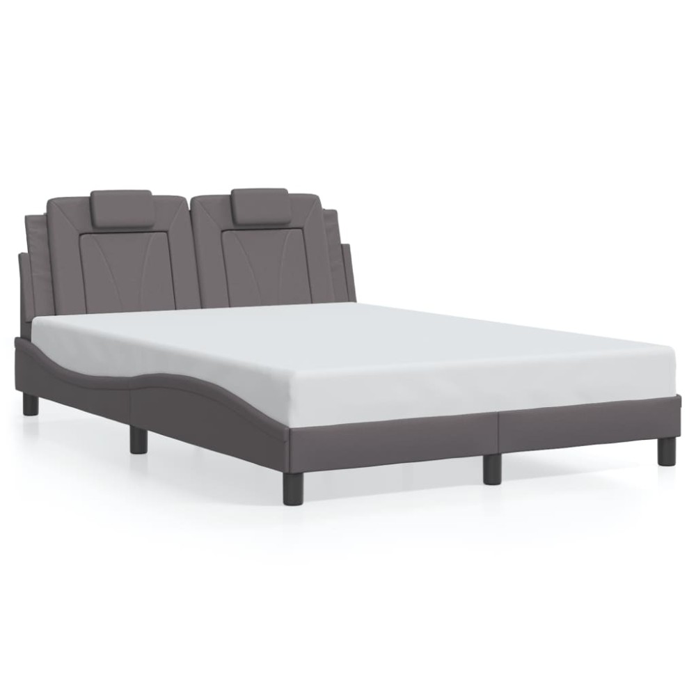 vidaXL Cadru de pat cu tăblie, gri, 120x200 cm, piele ecologică