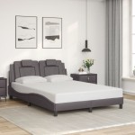 vidaXL Cadru de pat cu tăblie, gri, 120x200 cm, piele ecologică