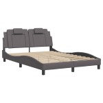 vidaXL Cadru de pat cu tăblie, gri, 120x200 cm, piele ecologică