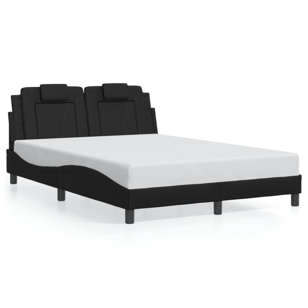 vidaXL Cadru de pat cu tăblie, negru, 140x190 cm, piele ecologică