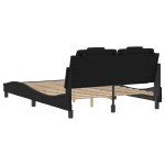 vidaXL Cadru de pat cu tăblie, negru, 140x190 cm, piele ecologică vidaXL Cadru de pat cu tăblie, negru, 140x190 cm, piele ecologică