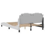 vidaXL Cadru de pat cu tăblie, alb, 140x190 cm, piele ecologică vidaXL Cadru de pat cu tăblie, alb, 140x190 cm, piele ecologică