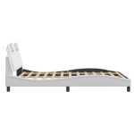 vidaXL Cadru de pat cu tăblie, alb, 140x190 cm, piele ecologică vidaXL Cadru de pat cu tăblie, alb, 140x190 cm, piele ecologică