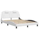 vidaXL Cadru de pat cu tăblie, alb, 140x200 cm, piele ecologică vidaXL Cadru de pat cu tăblie, alb, 140x200 cm, piele ecologică