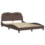 vidaXL Cadru de pat cu tăblie, maro, 140x200 cm, piele ecologică vidaXL Cadru de pat cu tăblie, maro, 140x200 cm, piele ecologică