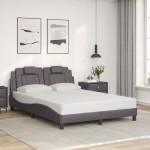 vidaXL Cadru de pat cu tăblie, gri, 140x200 cm, piele ecologică vidaXL Cadru de pat cu tăblie, gri, 140x200 cm, piele ecologică