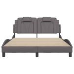 vidaXL Cadru de pat cu tăblie, gri, 140x200 cm, piele ecologică vidaXL Cadru de pat cu tăblie, gri, 140x200 cm, piele ecologică