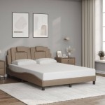 vidaXL Cadru de pat cu tăblie, cappuccino, 140x200 cm, piele ecologică vidaXL Cadru de pat cu tăblie, cappuccino, 140x200 cm, piele ecologică