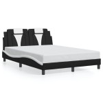 vidaXL Cadru de pat cu tăblie, negru/alb, 140x200 cm, piele ecologică vidaXL Cadru de pat cu tăblie, negru/alb, 140x200 cm, piele ecologică