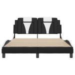 vidaXL Cadru de pat cu tăblie, negru/alb, 140x200 cm, piele ecologică vidaXL Cadru de pat cu tăblie, negru/alb, 140x200 cm, piele ecologică