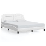 vidaXL Cadru de pat cu tăblie, alb, 160x200 cm, piele ecologică