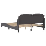 vidaXL Cadru de pat cu tăblie, gri, 160x200 cm, piele ecologică vidaXL Cadru de pat cu tăblie, gri, 160x200 cm, piele ecologică